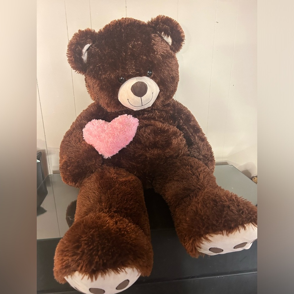 Bear - giant Valentines Day teddy bear plushie - pink heart - 45" tall